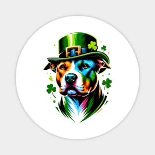 American Staffordshire Terrier Celebrates St. Patrick's Day Magnet